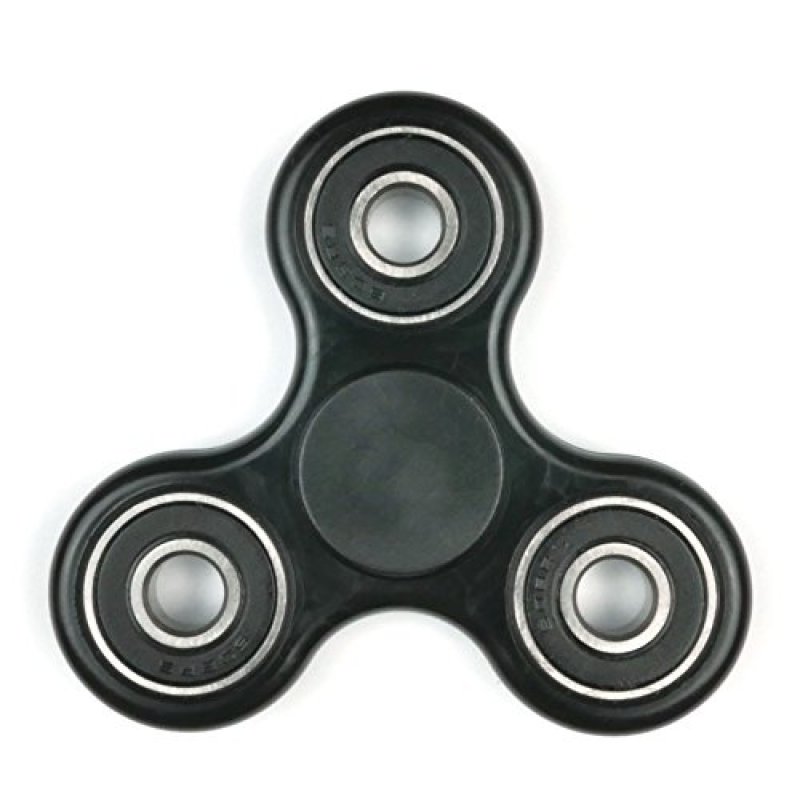 Black metal fidget spinner on white background